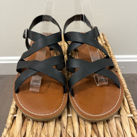Toms Black Leather Sicily Slingback Strappy Sandals 9.5 - Picture 7 of 7